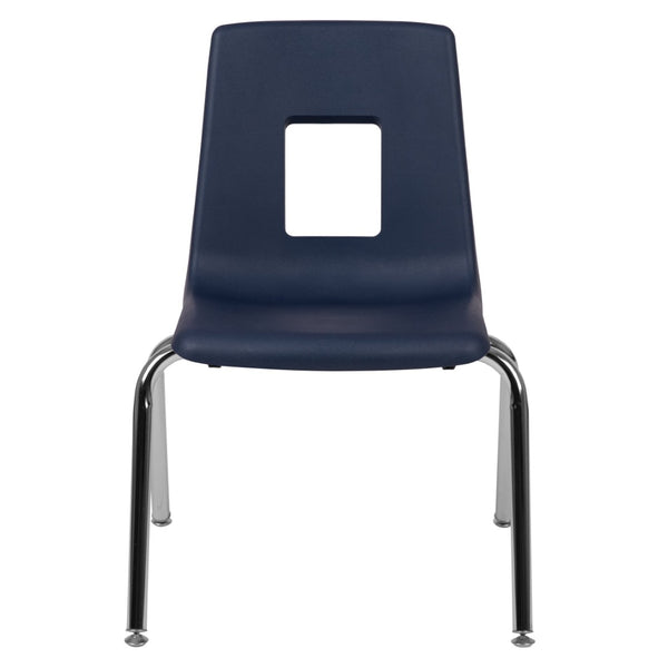 English Elm Mickey Stackable Student Chair for Classroom Comfort - Ergonomic Design, Durable, Space-Saving Solution Navy ADV-SSC-16NAVY
