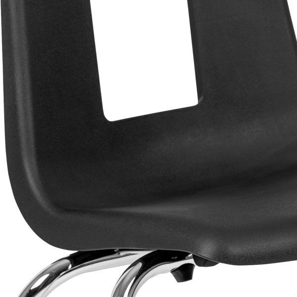 English Elm Mickey Student Stack Chair – Ergonomic Design, Durable Construction & Space-Saving for Classrooms Black ADV-SSC-18BLK