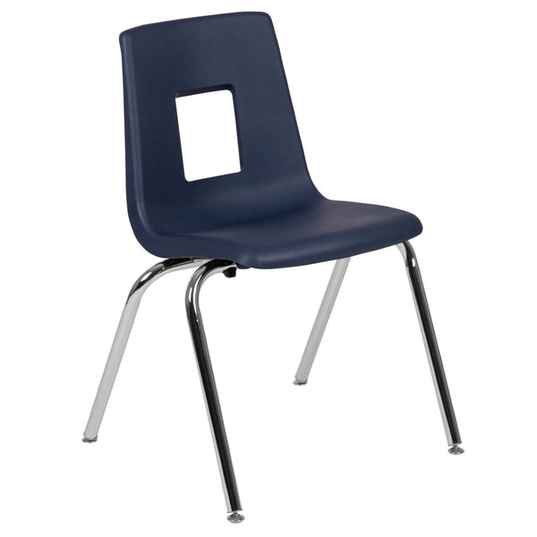 English Elm Mickey Student Stack Chair – Ergonomic Design, Durable Construction & Space-Saving for Classrooms Navy ADV-SSC-18NAVY