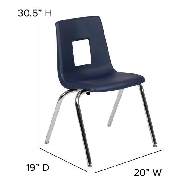 English Elm Mickey Student Stack Chair – Ergonomic Design, Durable Construction & Space-Saving for Classrooms Navy ADV-SSC-18NAVY