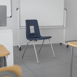 English Elm Mickey Student Stack Chair – Ergonomic Design, Durable Construction & Space-Saving for Classrooms Navy ADV-SSC-18NAVY