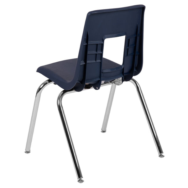 English Elm Mickey Student Stack Chair – Ergonomic Design, Durable Construction & Space-Saving for Classrooms Navy ADV-SSC-18NAVY