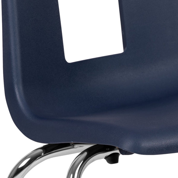 English Elm Mickey Student Stack Chair – Ergonomic Design, Durable Construction & Space-Saving for Classrooms Navy ADV-SSC-18NAVY