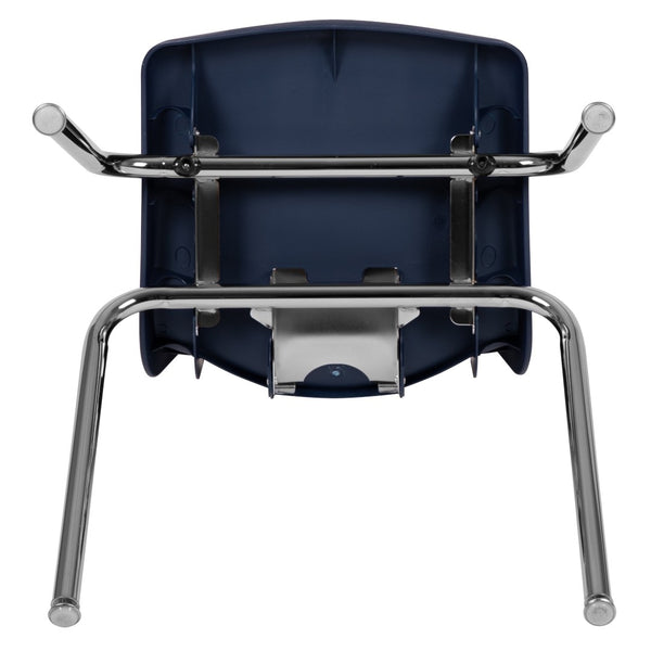 English Elm Mickey Student Stack Chair – Ergonomic Design, Durable Construction & Space-Saving for Classrooms Navy ADV-SSC-18NAVY