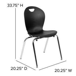 English Elm Mickey Ergonomic Black Stackable Student Chair - Durable, Space-Saving Design with Comfort & Style ADV-TITAN-18BLK