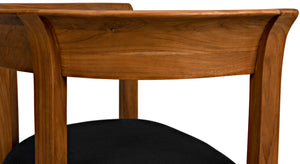 Noir Webster Club Chair in Teak - Handcrafted Elegance with Black Cotton Cushion for Timeless Comfort AE-104T