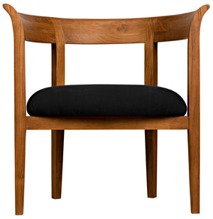 Noir Webster Club Chair in Teak - Handcrafted Elegance with Black Cotton Cushion for Timeless Comfort AE-104T