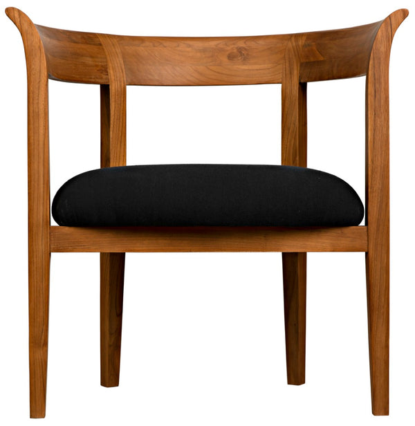 Noir Webster Club Chair in Teak - Handcrafted Elegance with Black Cotton Cushion for Timeless Comfort AE-104T
