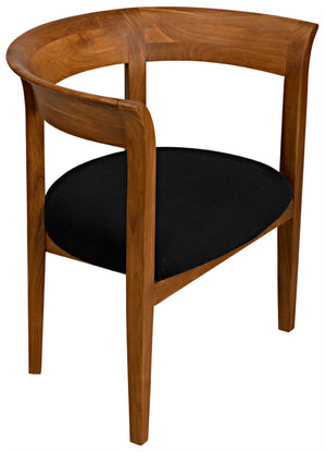 Noir Webster Club Chair in Teak - Handcrafted Elegance with Black Cotton Cushion for Timeless Comfort AE-104T