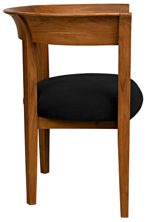 Noir Webster Club Chair in Teak - Handcrafted Elegance with Black Cotton Cushion for Timeless Comfort AE-104T
