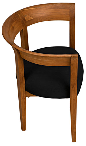 Noir Webster Club Chair in Teak - Handcrafted Elegance with Black Cotton Cushion for Timeless Comfort AE-104T
