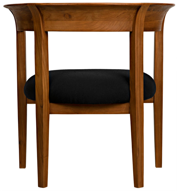 Noir Webster Club Chair in Teak - Handcrafted Elegance with Black Cotton Cushion for Timeless Comfort AE-104T