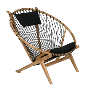 Noir Mateo Chair - Elegant Bleached Teak Accent Chair with Rope & Cotton for Indoor/Outdoor Comfort AE-113BT