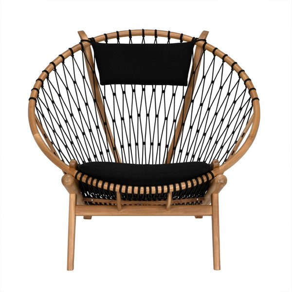 Noir Mateo Chair - Elegant Bleached Teak Accent Chair with Rope & Cotton for Indoor/Outdoor Comfort AE-113BT