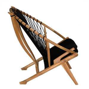 Noir Mateo Chair - Elegant Bleached Teak Accent Chair with Rope & Cotton for Indoor/Outdoor Comfort AE-113BT