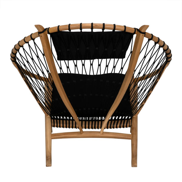 Noir Mateo Chair - Elegant Bleached Teak Accent Chair with Rope & Cotton for Indoor/Outdoor Comfort AE-113BT