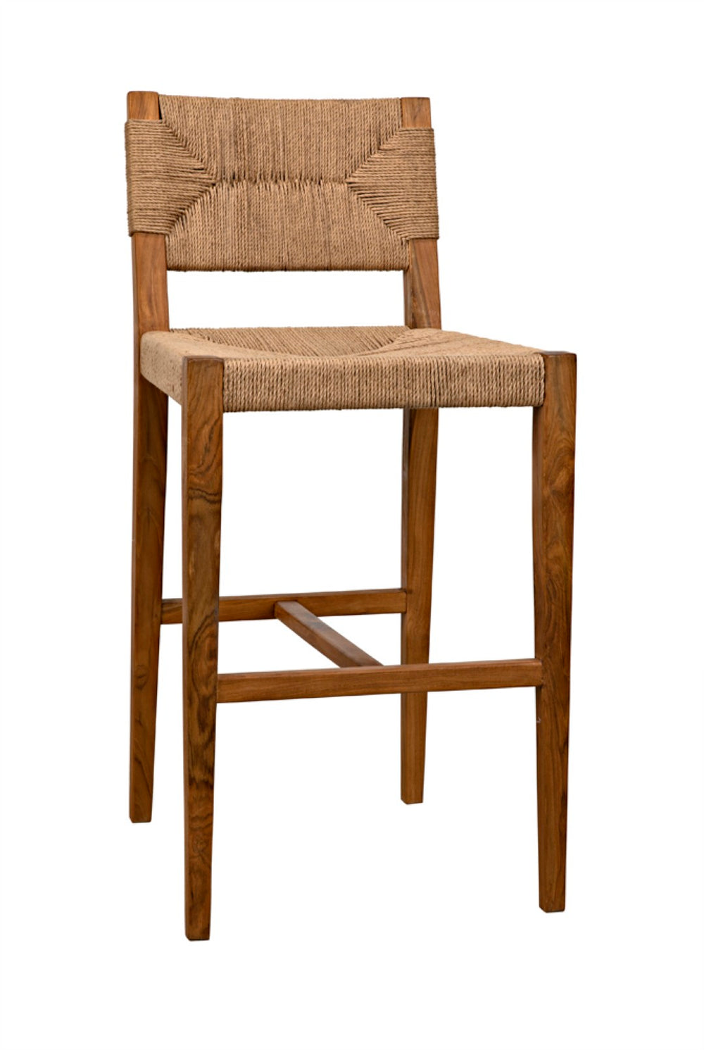 Noir Bran Counter Stool - Handcrafted Solid Teak with Danish Cord Seating for Modern Coastal Elegance AE-122T-S