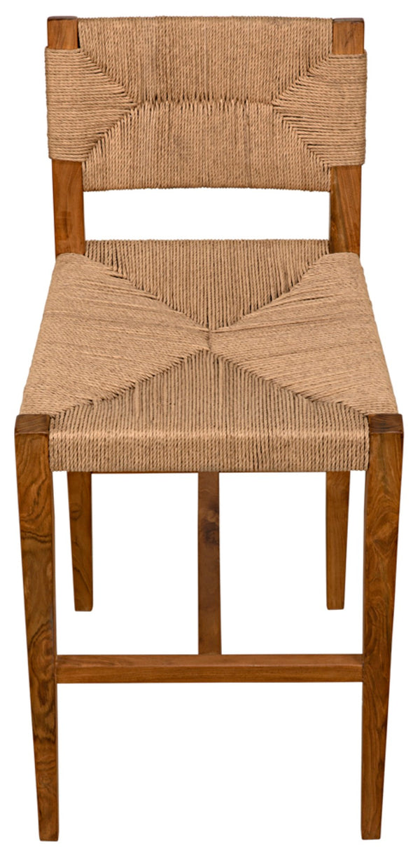 Noir Bran Counter Stool - Handcrafted Solid Teak with Danish Cord Seating for Modern Coastal Elegance AE-122T-S