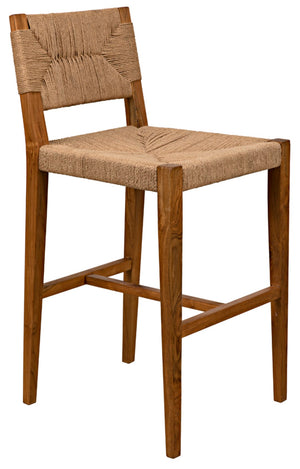 Noir Bran Counter Stool - Handcrafted Solid Teak with Danish Cord Seating for Modern Coastal Elegance AE-122T-S