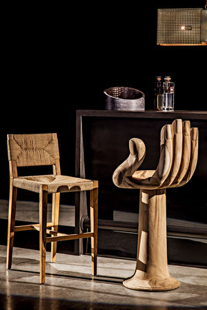 Noir Bran Counter Stool - Handcrafted Solid Teak with Danish Cord Seating for Modern Coastal Elegance AE-122T-S
