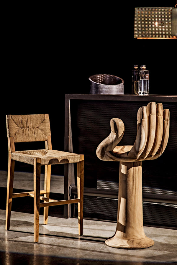 Noir Bran Counter Stool - Handcrafted Solid Teak with Danish Cord Seating for Modern Coastal Elegance AE-122T-S