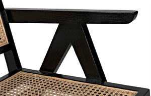 Noir James Relax Chair - Handcrafted Charcoal Black Sungkai Wood with Rattan for Modern Comfort & Style AE-130CHB