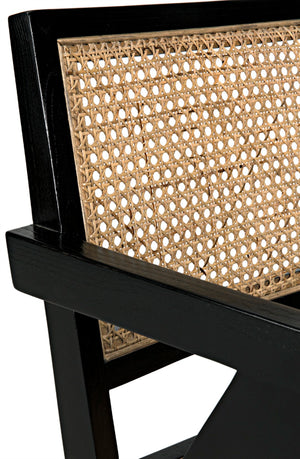 Noir James Relax Chair - Handcrafted Charcoal Black Sungkai Wood with Rattan for Modern Comfort & Style AE-130CHB