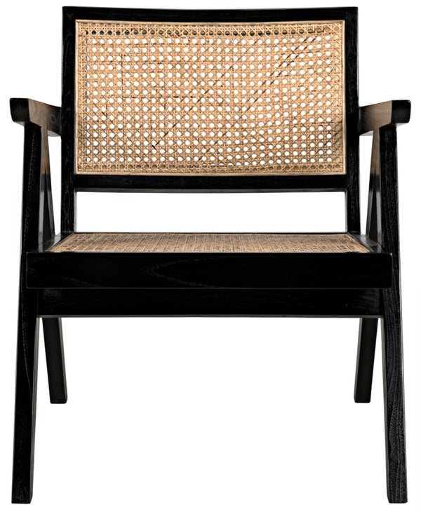 Noir James Relax Chair - Handcrafted Charcoal Black Sungkai Wood with Rattan for Modern Comfort & Style AE-130CHB