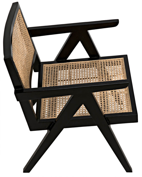 Noir James Relax Chair - Handcrafted Charcoal Black Sungkai Wood with Rattan for Modern Comfort & Style AE-130CHB