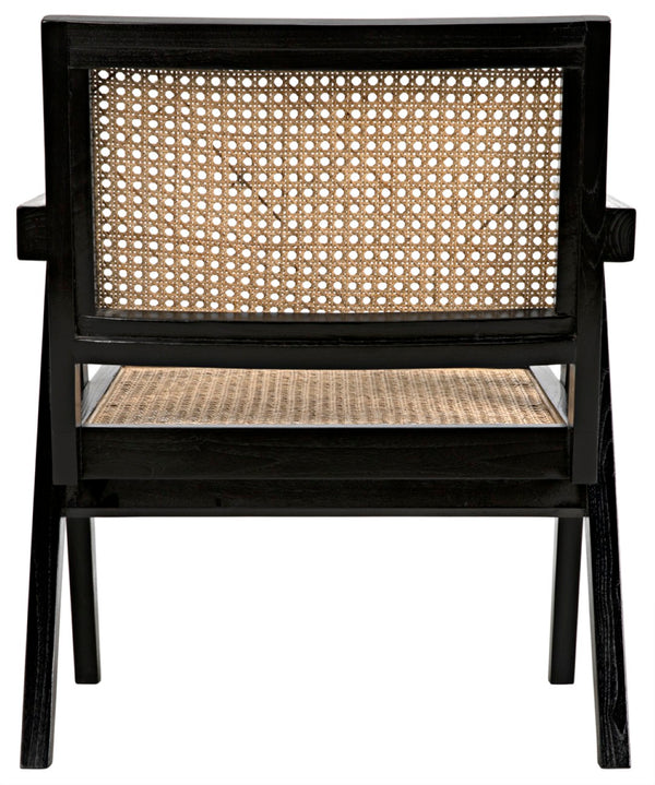Noir James Relax Chair - Handcrafted Charcoal Black Sungkai Wood with Rattan for Modern Comfort & Style AE-130CHB