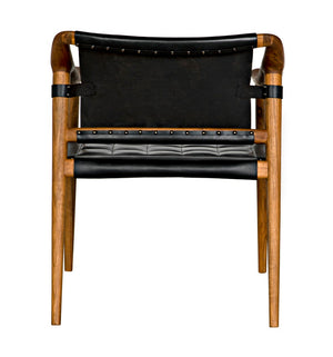 Noir Garibaldi Chair – Luxurious Teak & Black Leather Accent for Modern Living Rooms & Offices AE-140T