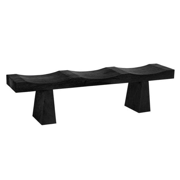 Noir Shibumi Bench - Timeless Elegance and Rustic Character in Solid Munggur Wood for Any Space Burnt Black AE-150BB
