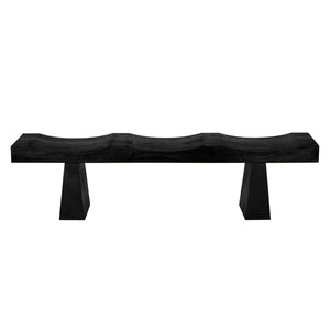 Noir Shibumi Bench - Timeless Elegance and Rustic Character in Solid Munggur Wood for Any Space Burnt Black AE-150BB
