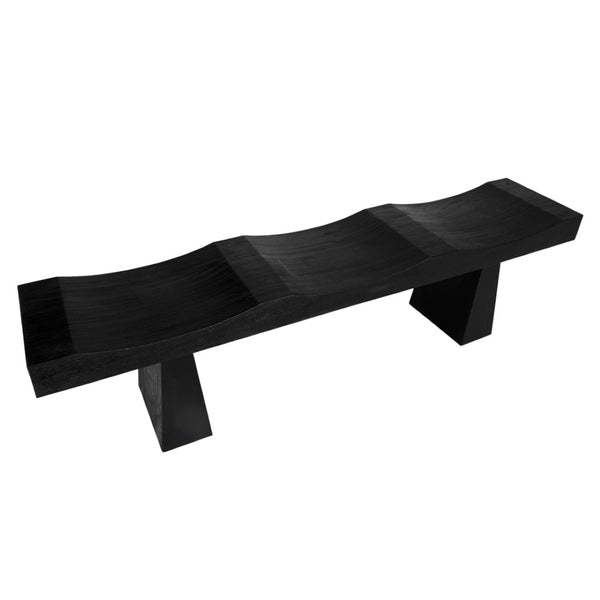Noir Shibumi Bench - Timeless Elegance and Rustic Character in Solid Munggur Wood for Any Space Burnt Black AE-150BB