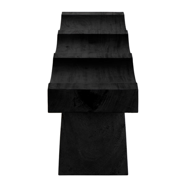 Noir Shibumi Bench - Timeless Elegance and Rustic Character in Solid Munggur Wood for Any Space Burnt Black AE-150BB
