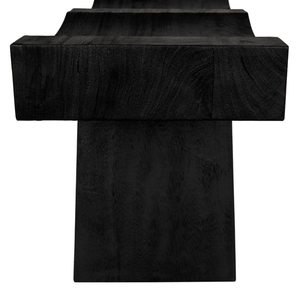 Noir Shibumi Bench - Timeless Elegance and Rustic Character in Solid Munggur Wood for Any Space Burnt Black AE-150BB