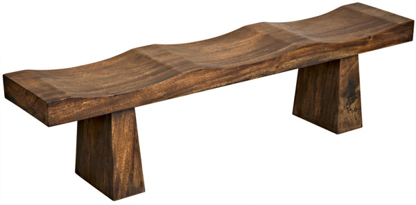 Noir Shibumi Bench - Timeless Elegance and Rustic Character in Solid Munggur Wood for Any Space Clear Coat Flat AE-150