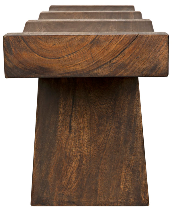 Noir Shibumi Bench - Timeless Elegance and Rustic Character in Solid Munggur Wood for Any Space Clear Coat Flat AE-150