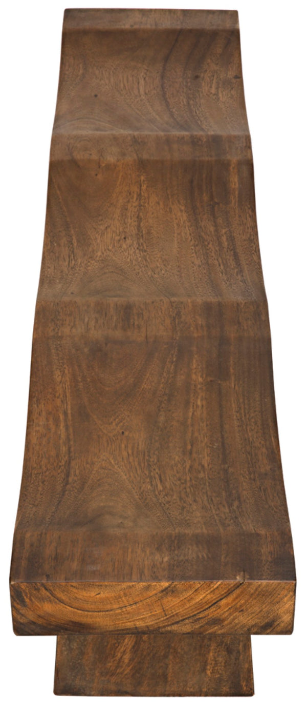 Noir Shibumi Bench - Timeless Elegance and Rustic Character in Solid Munggur Wood for Any Space Clear Coat Flat AE-150