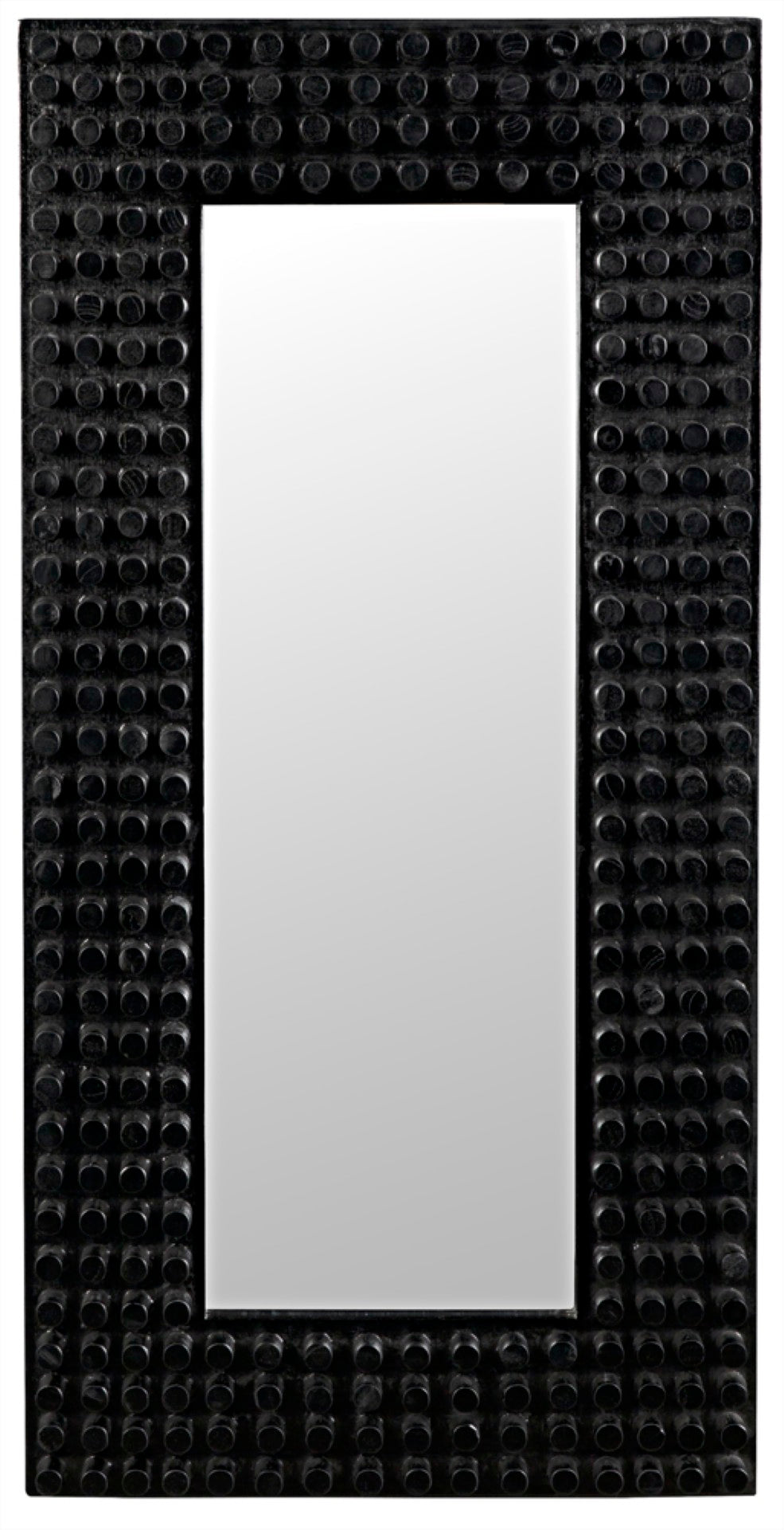 Noir Faustus Mirror - Artisan-Carved Charcoal Black Wall Art for Modern Living Spaces & Entryways AE-153CHB