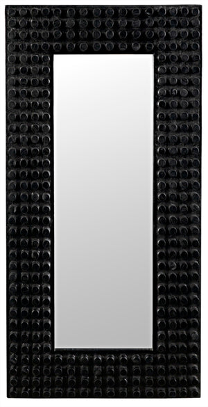 Noir Faustus Mirror - Artisan-Carved Charcoal Black Wall Art for Modern Living Spaces & Entryways AE-153CHB