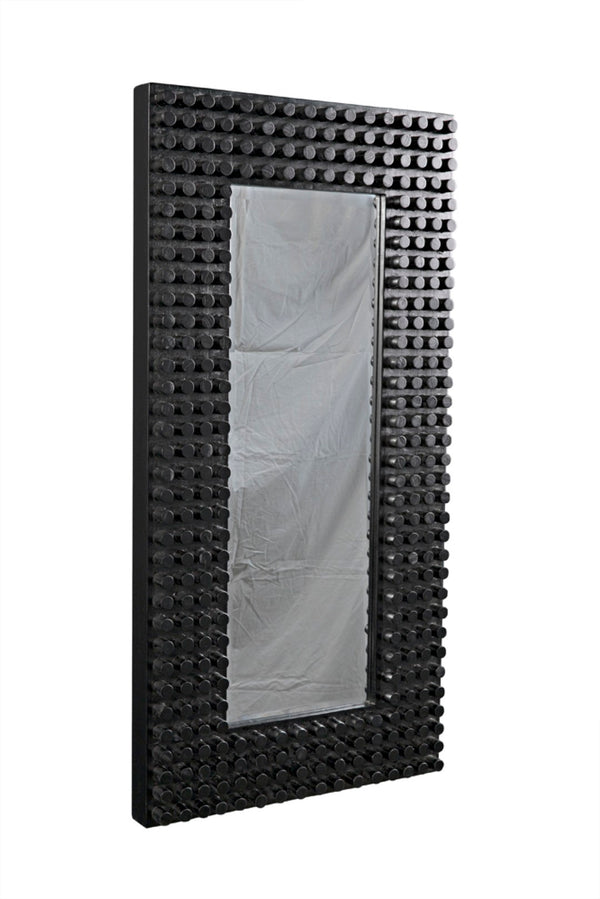 Noir Faustus Mirror - Artisan-Carved Charcoal Black Wall Art for Modern Living Spaces & Entryways AE-153CHB