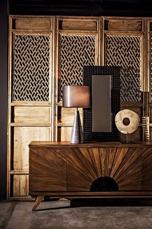 Noir Faustus Mirror - Artisan-Carved Charcoal Black Wall Art for Modern Living Spaces & Entryways AE-153CHB