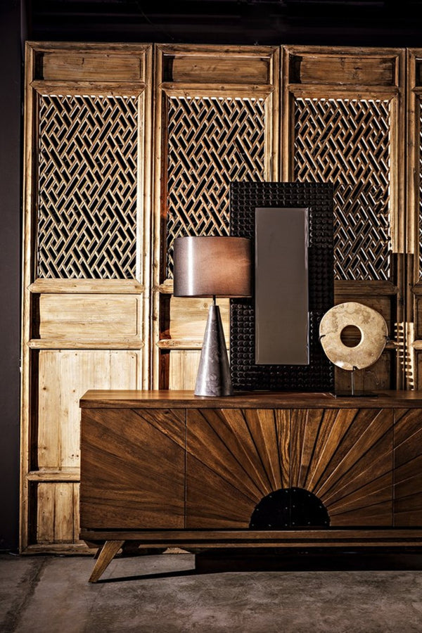 Noir Faustus Mirror - Artisan-Carved Charcoal Black Wall Art for Modern Living Spaces & Entryways AE-153CHB