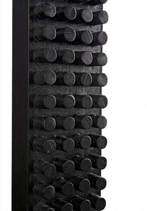 Noir Faustus Mirror - Artisan-Carved Charcoal Black Wall Art for Modern Living Spaces & Entryways AE-153CHB