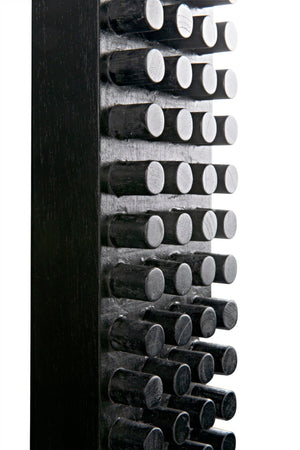 Noir Faustus Mirror - Artisan-Carved Charcoal Black Wall Art for Modern Living Spaces & Entryways AE-153CHB