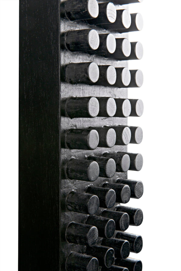 Noir Faustus Mirror - Artisan-Carved Charcoal Black Wall Art for Modern Living Spaces & Entryways AE-153CHB