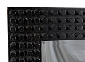 Noir Faustus Mirror - Artisan-Carved Charcoal Black Wall Art for Modern Living Spaces & Entryways AE-153CHB