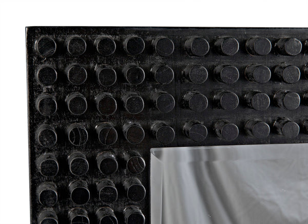 Noir Faustus Mirror - Artisan-Carved Charcoal Black Wall Art for Modern Living Spaces & Entryways AE-153CHB