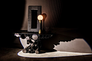 Noir Faustus Mirror - Artisan-Carved Charcoal Black Wall Art for Modern Living Spaces & Entryways AE-153CHB